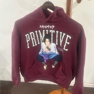 Primitive x Naruto Shippuden Sasuke Uchiha Anime M Maroon Graphic Hoodie Sweater
